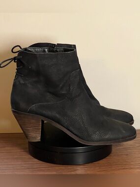 Lucky Brand Jamie Black Suede/Matte Leather Ankle Boots - EU 44 US 12